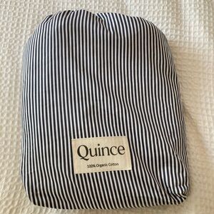 NWOT Quince Organic Oxford Blue Striped Twin Duvet Cover